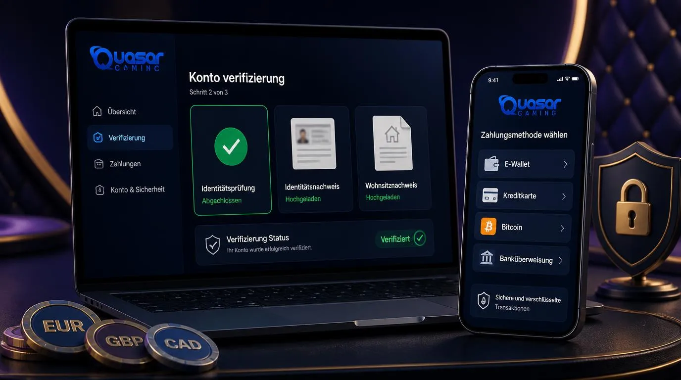 Verifizierter Casino-Account mit Ausweisprüfung und sicheren Zahlungsmethoden auf einem Laptop